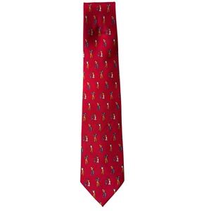Bombay Club‎ Golf Tie Novelty Print Red Necktie Golfers Pattern Silk Blend
